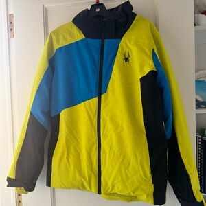 Spyder Boys Vibrant Yellow and Blue Ski Jacket